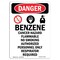 Signmission Safety Sign, OSHA Danger, 18" Height, Aluminum, Benzene Cancer Hazard, Portrait OS-DS-A-1218-V-1045 - alternate 1